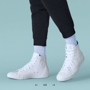 Converse All White Chuck Taylor All Star Leather High Tops Mens Size 11